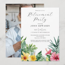 Vattenfärgade tropiska blommor pensioneringsfest f