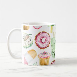 Vattenfärgade tropiska frukter, glass mönster. kaffemugg