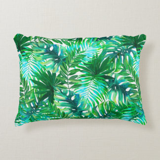 Vattenfärgade tropiska löv mönster prydnadskudde