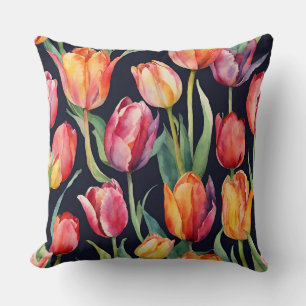 Vattenfärgade tulip Flowers Kudde