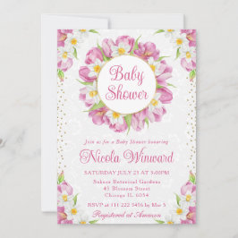 Vattenfärgade tuliper och dimiller Utandningsskugg Inbjudningar