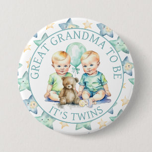 Vattenfärgade Twin Boys Baby Shower Grandma to be Knapp
