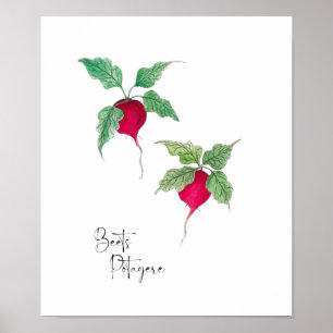 Vattenfärgade vegetabiliska betor Poster