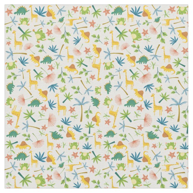 Vattenfärgade vild djungel giraffe safari-ungar tyg (Närbild)