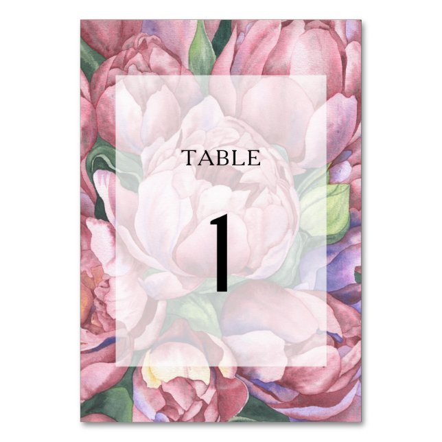 Vattenfärgade vintagar - bröllop bordsnummer (Framsidan)