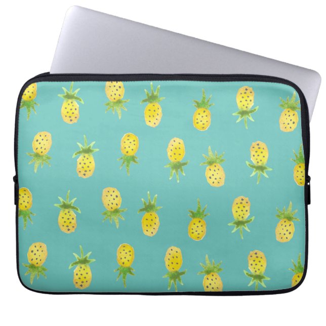 Vattenfärgananasmönster 13" laptop sleeve (Framsidan)