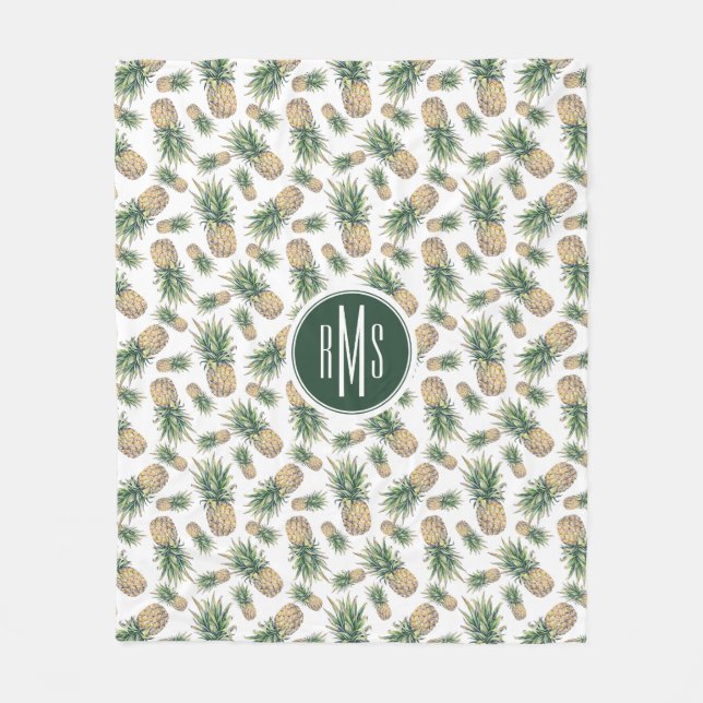 Vattenfärgananasmönster Fleecefilt (Framsidan)