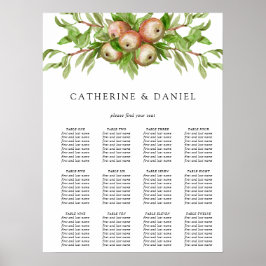 Vattenfärgäpplen bröllop-sätesdiagram poster