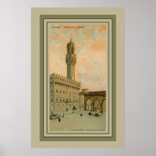 Vattenfärgaquarelle Florence Palazzo Vecchio Poster