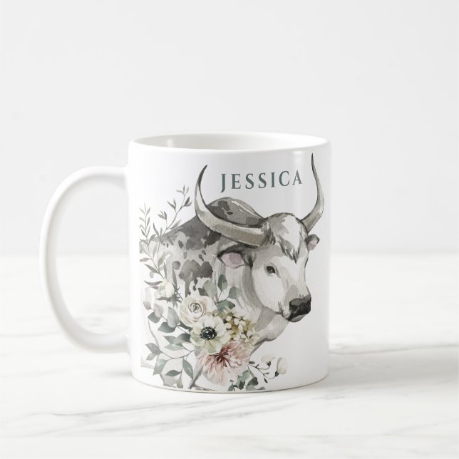 Vattenfärgår Ox | Kinesiskt nyår Kaffemugg (Vänster)