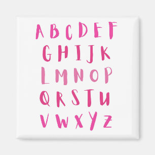 Vattenfärgat Alphabet Rosa ABCs Kids-kylskåp Magnet