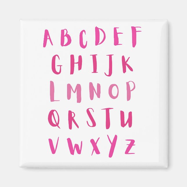 Vattenfärgat Alphabet Rosa ABCs Kids-kylskåp Magnet (Framsidan)