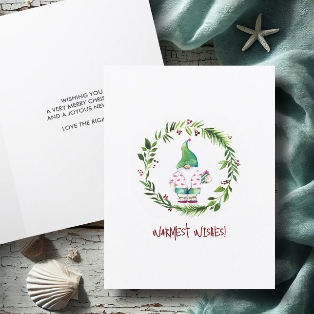 Vattenfärgat årskassetter för andedräkt helgkort (Watercolor Christmas cards tropical Santa and wreath art by Victoria Grigaliunas Do Tell A Belle)