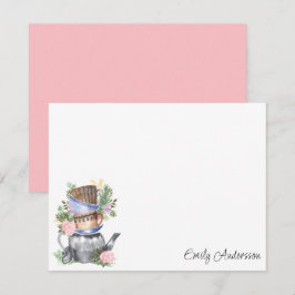 Vattenfärgat Blommigt - platta anteckningskort