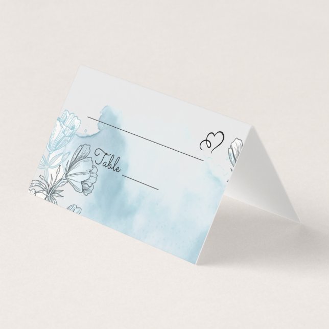 Vattenfärgat Bordsnummer och Namn-platskort Kort (Framsida)