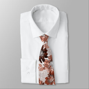 Vattenfärgat brun grått-blommönster. slips