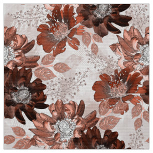 Vattenfärgat brun grått-blommönster. tyg