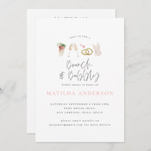 Vattenfärgat brunch och bubbelbachelorette meddelande