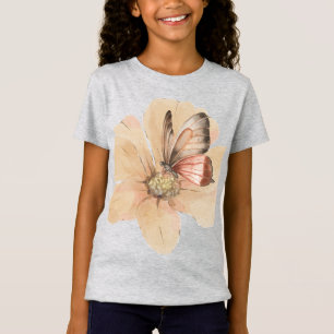 Vattenfärgat Butterflies och Flowers T Shirt