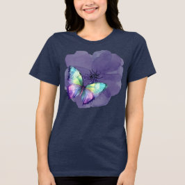 Vattenfärgat Butterflies och Flowers T Shirt