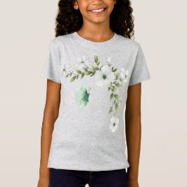 Vattenfärgat Butterflies och Flowers T Shirt