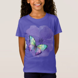 Vattenfärgat Butterflies och Flowers T Shirt