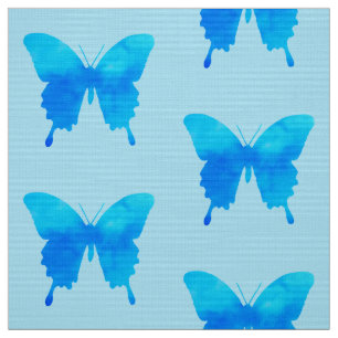 Vattenfärgat Butterflies - Shades of Himlar Blue Tyg