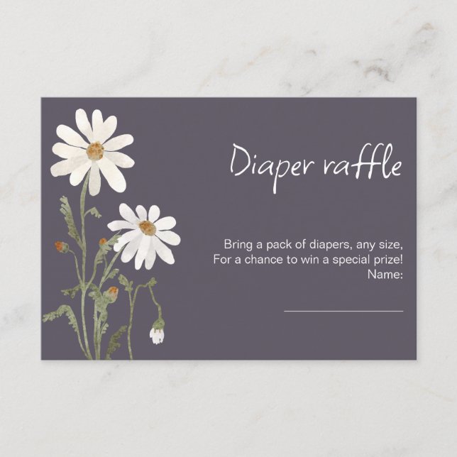 Vattenfärgat daisy jokertecken för babybabydusch tilläggskort (Framsida)