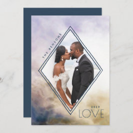 Vattenfärgat Diamond Kärlek Blue Guld Agate Julkort