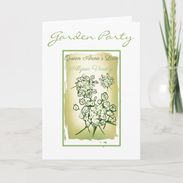 Vattenfärgat drottning Ann's Snöre Seed Packet Car Kort (Framsida)