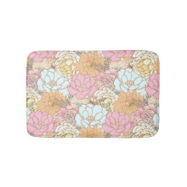 Vattenfärgat färgämne, blommönster badrumsmatta