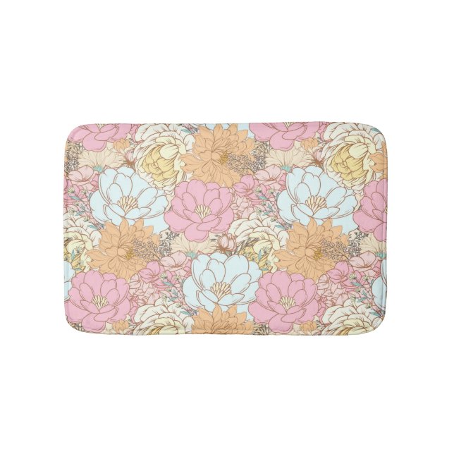 Vattenfärgat färgämne, blommönster badrumsmatta (Framsidan)