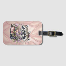 Vattenfärgat fint rackoon par med blommor