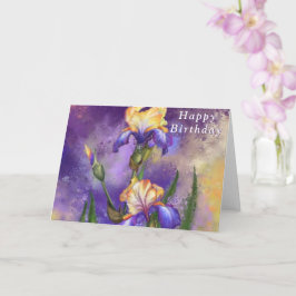 Vattenfärgat födelsedagskort med Iris Flowers Kort