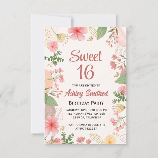 Vattenfärgat foto från Mjuka pastel-blommigten, gu Inbjudningar (Framsida)