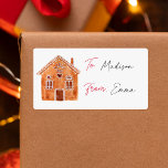 Vattenfärgat Gingerbröd Hus Jul till från Fraktsedel<br><div class="desc">God jul till/från etiketter med ett sött vattenfärgat gingerbröd. Till och från visas i ett grått skript med utrymme för att skriva eller handskriva namn.</div>