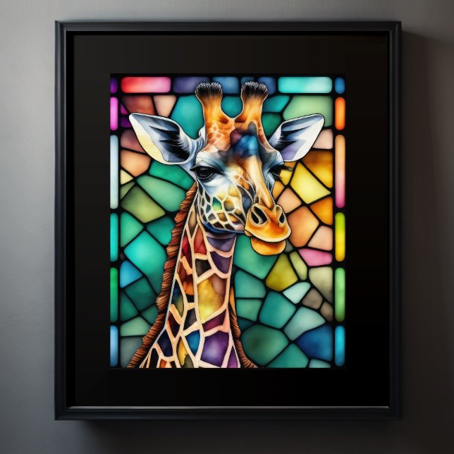 Vattenfärgat glasaktigt glas Giraffe Poster (Skapare uppladdad)