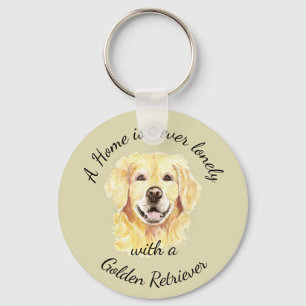 Vattenfärgat Golden Retriever Hund Pet Animal Nyckelring