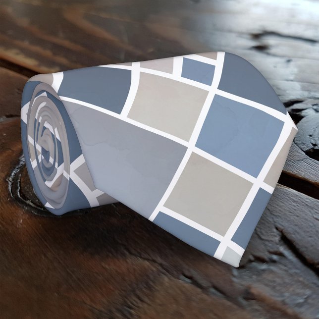 Vattenfärgat Grått Blue Elegant Checkered Tie Slips (Skapare uppladdad)