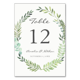 Vattenfärgat Grönt Löv Bordsnummer för andningssky