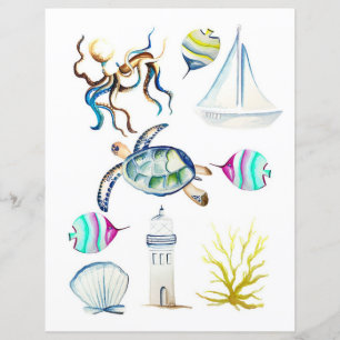 Vattenfärgat havsvatten inslag för att skära ut oc