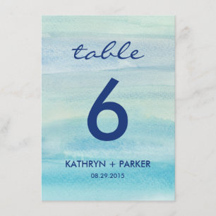 Vattenfärgat havsytesidesivt Bordsnummer-kort för  Inbjudningar