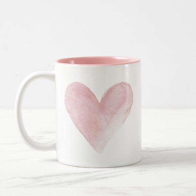 Vattenfärgat Hjärtat Rosa Valentine Kärlek-kaffe M Två-Tonad Mugg (Vänster)
