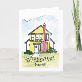 Vattenfärgat Houseuppvärmningskort Tack Kort