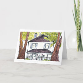 Vattenfärgat Houseuppvärmningskort Tack Kort