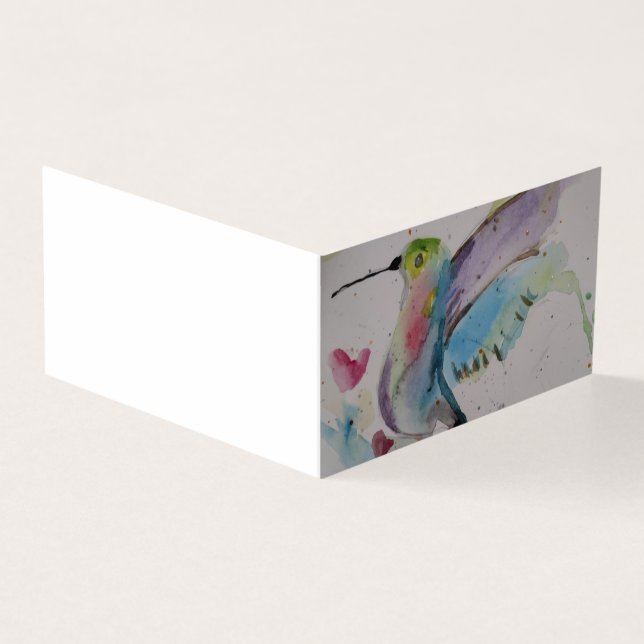 Vattenfärgat Hummingbird Blank Card Kort (Utsida)