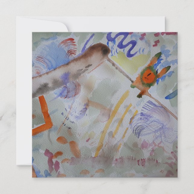 Vattenfärgat Hummingbird Flat Greeting Card Kort (Framsida)