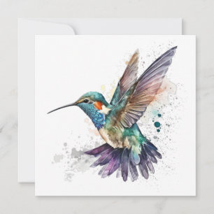 Vattenfärgat Hummingbird-gratulationskort Julkort
