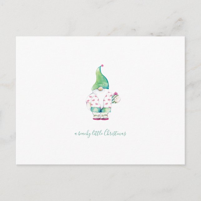 Vattenfärgat jultomtevykort helg vykort (Framsida)