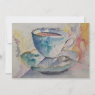 Vattenfärgat kaffe mugg med såser inbjudningar
